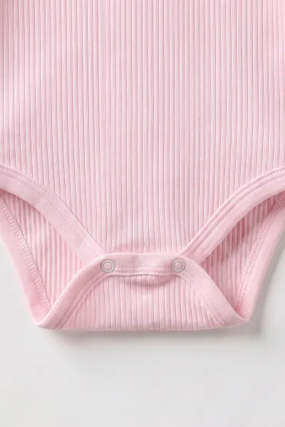 Pembe (0-9 Ay ) Raporlu Düz   Uzun Kollu   Bebek & Çocuk Çıtçıtlı Badi 480339