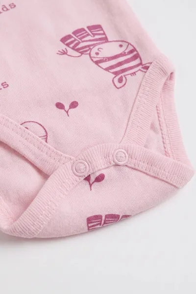 Pembe (0-9 Ay) Safari  Desenli Bebek Çıtçıtlı Badi 482302