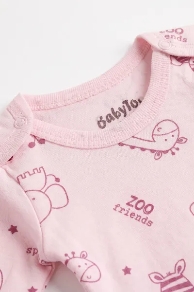 Pembe (0-9 Ay) Safari  Desenli Bebek Çıtçıtlı Badi 482302