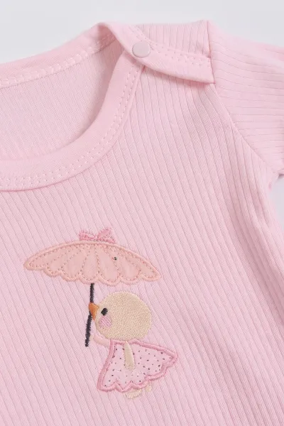 Pembe (0-9 Ay) Şemsiye Nakışlı  Raporlu  Bebek Takım 480475