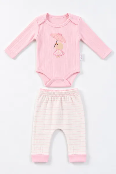 Pembe (0-9 Ay) Şemsiye Nakışlı  Raporlu  Bebek Takım 480475