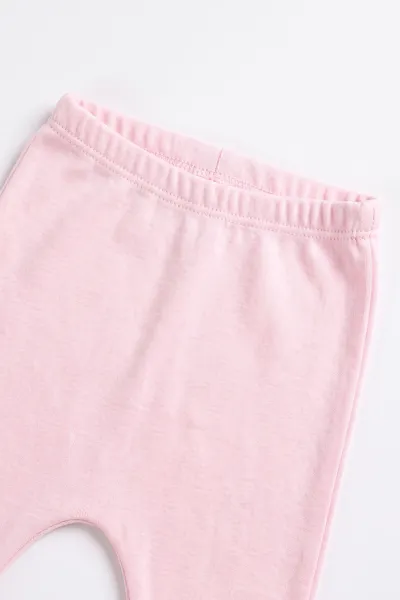 Pembe (0-9 Ay)  Tavşan Nakışlı Kapüşonlu Hırkalı Kız Bebek 3'lü Takım 476065