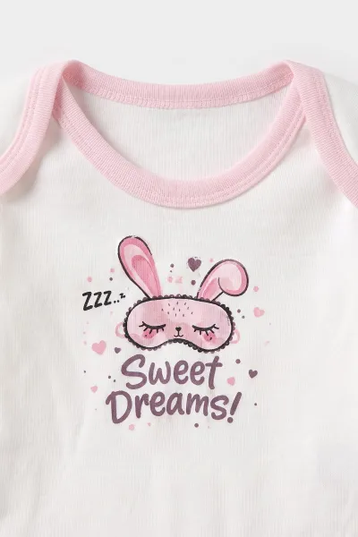 Pembe (0-9 Ay)Tavşan Baskılı Çıt Çıtlı Badili Kız Bebek Takım 477396