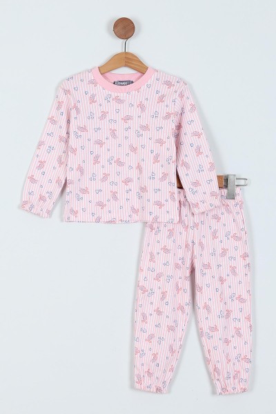 Pembe (1-3 Yaş) Baskılı Kız Bebe Pijama Takımı 224373