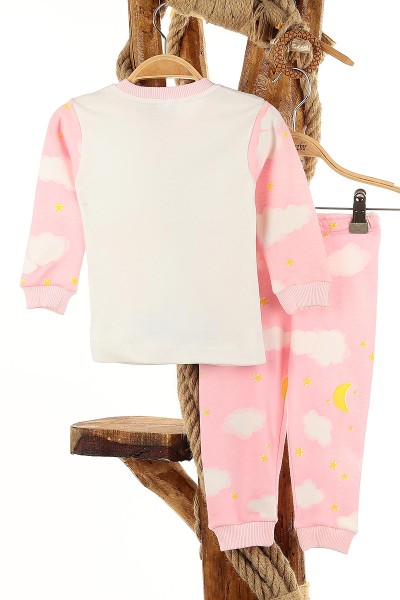 Pembe (1-3 Yaş) Bulutlu Kuzu Baskılı Kız Çocuk Pijama Takım 145156