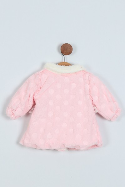 Pembe (1-3 Yaş) Düğmeli Kürklü Kız Bebe Mont 223319