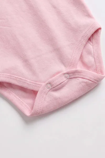 Pembe (1-3 Yaş) Düz   Kısa Kol  Bebek & Çocuk Çıtçıtlı Badi 480398