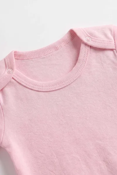 Pembe (1-3 Yaş) Düz   Kısa Kol  Bebek & Çocuk Çıtçıtlı Badi 480398