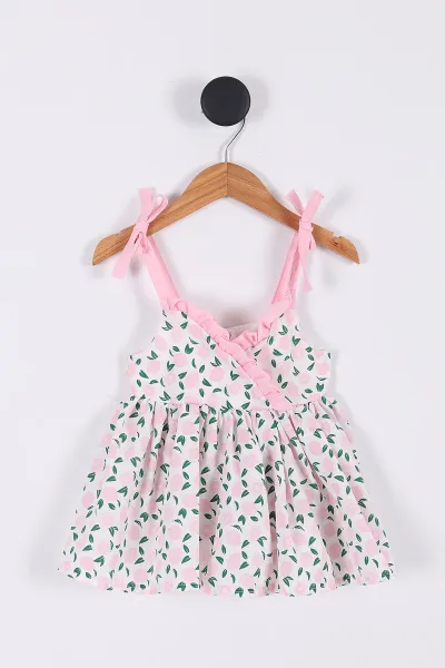 Pembe (1-3 Yaş) Fırfırlı Limon Baskılı Kız Çocuk Elbise 272537