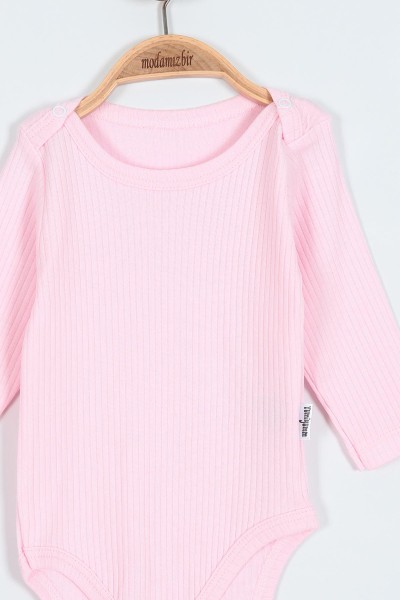 Pembe (1- 3 Yaş) Fitilli Uzun Kol Kız Bebe Badi 207354