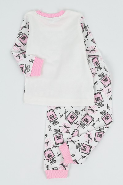 Pembe (1-3 Yaş) Parfümlü Desen Kız Çocuk Pijama Takım 135556