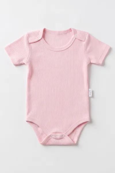 Pembe (1-3 Yaş) Raporlu Düz   Kısa Kol  Bebek & Çocuk Çıtçıtlı Badi 480403