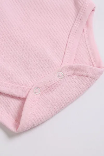 Pembe (1-3 Yaş) Raporlu Düz   Uzun Kollu   Bebek & Çocuk Çıtçıtlı Badi 480328