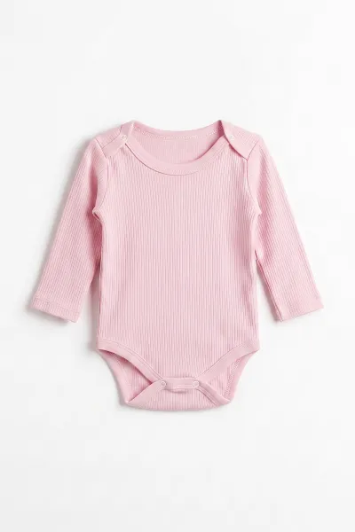 Pembe (1-3 Yaş) Raporlu Düz   Uzun Kollu   Bebek & Çocuk Çıtçıtlı Badi 480328