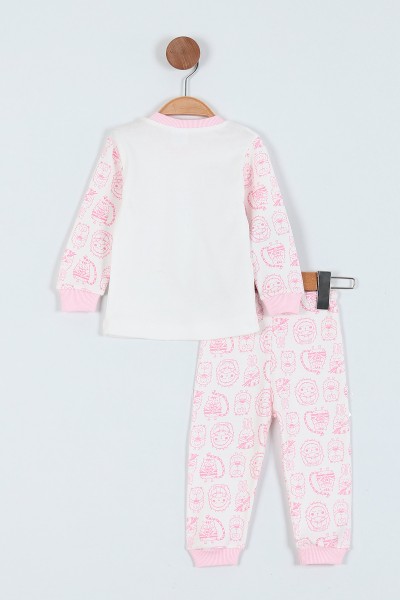 Pembe (1-3 Yaş) Tavşan Baskılı Kız Çocuk Pijama Takım 219642