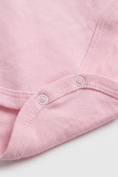 Pembe (1-3 Yaş)  Uzun Kollu  Düz Bebek & Çocuk Çıtçıtlı Badi 480305
