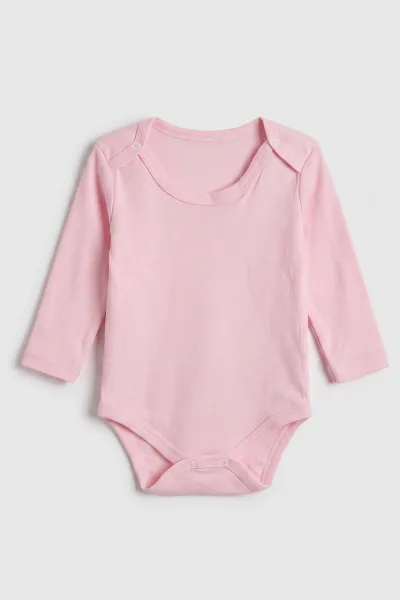 Pembe (1-3 Yaş)  Uzun Kollu  Düz Bebek & Çocuk Çıtçıtlı Badi 480305