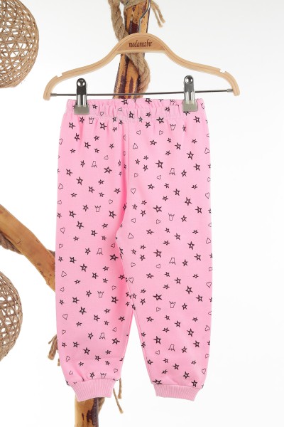 Pembe (1-3 Yaş) Yıldız Taçlı Baskılı Kız Çocuk Pijama Takım 137404