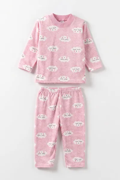 Pembe (1-3 Yaş)Bulut Desenli Çocuk Pijama Takımı 477370