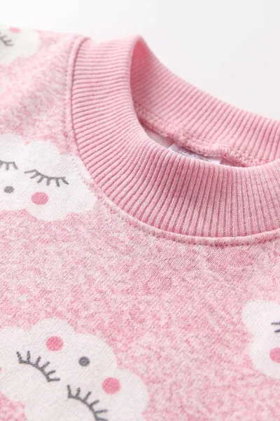 Pembe (1-3 Yaş)Bulut Desenli Çocuk Pijama Takımı 477370