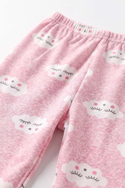 Pembe (1-3 Yaş)Bulut Desenli Çocuk Pijama Takımı 477370