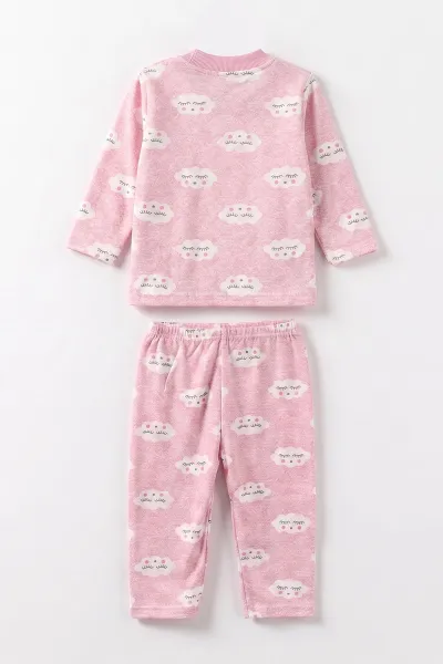 Pembe (1-3 Yaş)Bulut Desenli Çocuk Pijama Takımı 477370