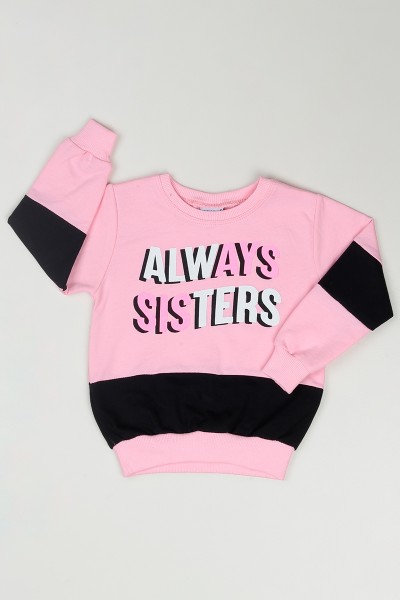 Pembe (1-4 Yaş) Always Sisters Baskılı Kız Çocuk Sweatshirt 85572