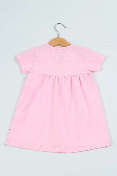 Pembe (1-4 yaş) Baskılı Cepli Kız Çocuk Elbise 103709