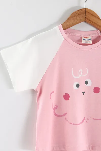 Pembe (1-4 Yaş) Baskılı Figürlü Şortlu Kız Çocuk Takım 464360