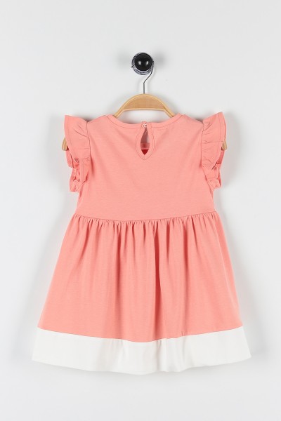 Pembe (1-4 Yaş) Çicek Motifli Kol Fırfırlı Kız Çocuk Elbise 169987