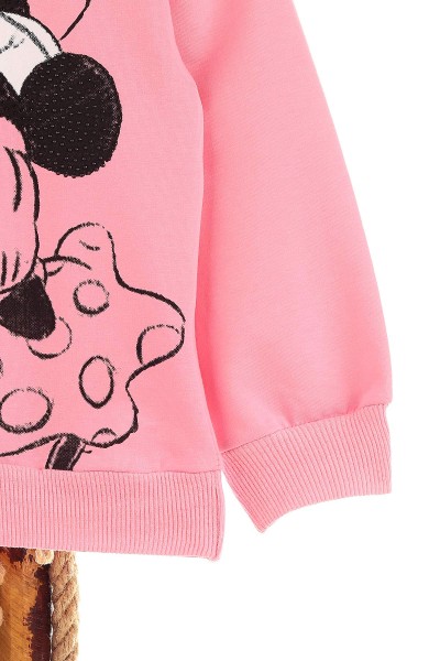 Pembe (1-4 Yaş) Çiçekli Fare Baskılı Kız Bebek Sweat 155275