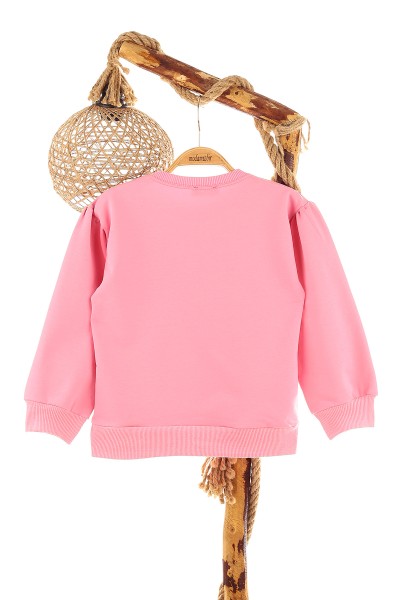 Pembe (1-4 Yaş) Çiçekli Fare Baskılı Kız Bebek Sweat 155275