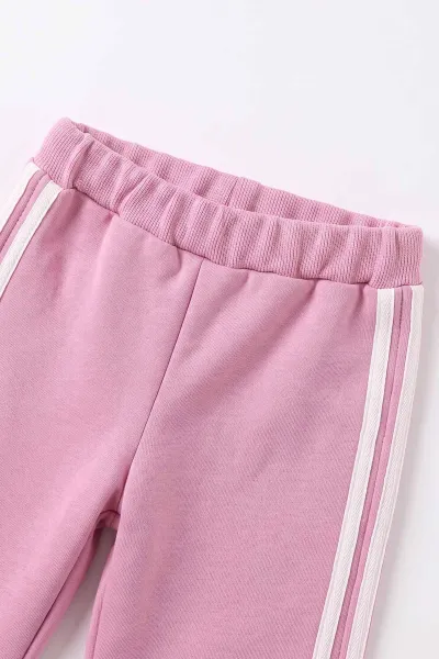 Pembe (1-4 Yaş) Fiyonk Baskılı  Badili Bow Girl  Nakışlı Ceketli Alt Şardonlu   Kız Çocuk&Bebek 3'lü Takım 495284