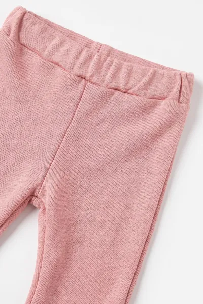Pembe (1-4 Yaş) Kapüşonlu Peluş Montlu Fitilli Badili Kız Çocuk&Bebek 3'lü Takım 490187