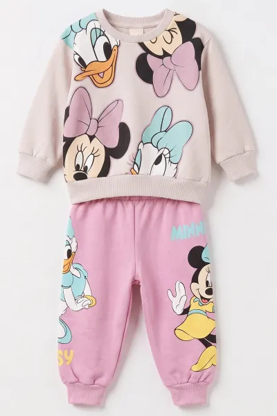 Pembe (1-4 Yaş) Karakter Baskılı  3 İp Şardonlu Kız Bebek&Çocuk Kışlık Takım 494955