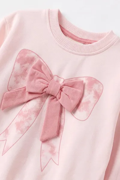 Pembe (1-4 Yaş) Kurdela Nakışlı 2 İp Kız Çocuk&Bebek 2'li Takım 495271