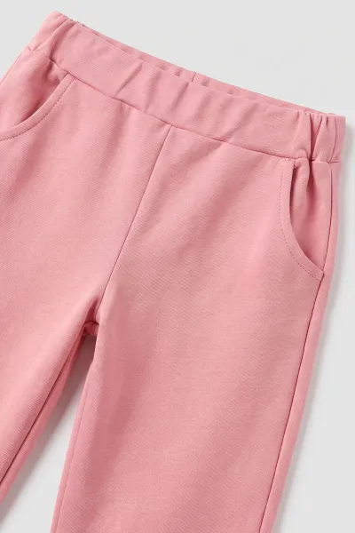 Pembe (1-4 Yaş) Kurdela Nakışlı 2 İp Kız Çocuk&Bebek 2'li Takım 495271