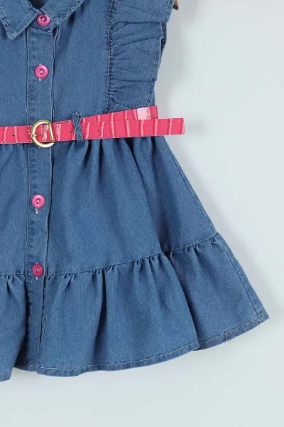 Pembe (1-4 Yaş) Leopar Desenli Çanta Kemerli Kız Çocuk Elbise 268260