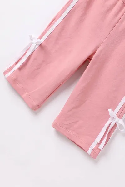 Pembe (1-4 Yaş) Love İnci Baskılı Kapüşonlu Sweatli  2 İp Kız Çocuk&Bebek 2'li Takım 495256