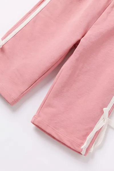 Pembe (1-4 Yaş) Princess Nakışlı Kapüşonlu Sweatli  2 İp Kız Çocuk&Bebek 2'li Takım 495244