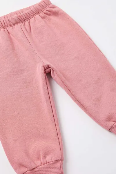 Pembe (1-4 Yaş) Yaka Çiçek Baskılı  3 İp Şardonlu Kız Bebek&Çocuk  Kışlık Takım 497468