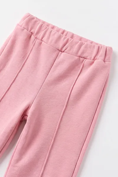 Pembe (1-5 Yaş) Ayıcık Nakışlı Çiçek  Baskılı  Alt Çimalı 3 İp Şardonlu Kız Çocuk Kışlık Takım 499745