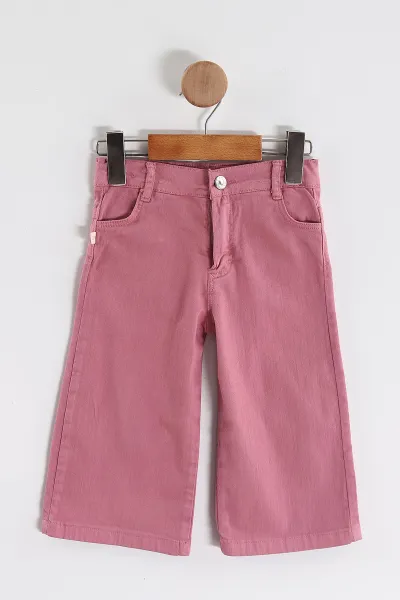 Pembe (1-5 Yaş) Bebe Yaka Keten Gömlekli Çiçekli Süveterli Gabardin Pantolonlu Kız Çocuk 3'lü Takım 442765
