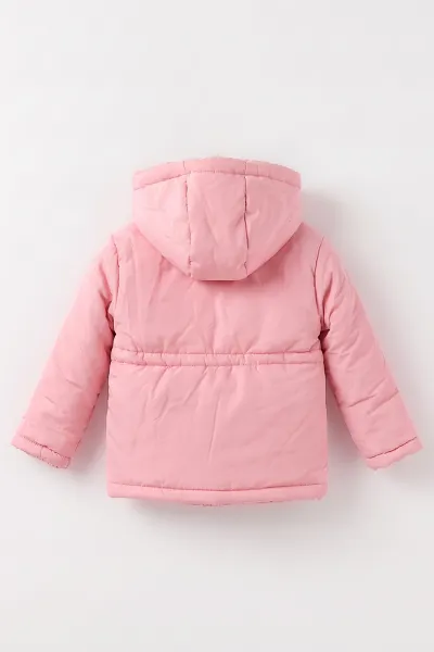 Pembe (1-5 Yaş) Belden İpli Kapüşonlu Kız Çocuk Mont 495816
