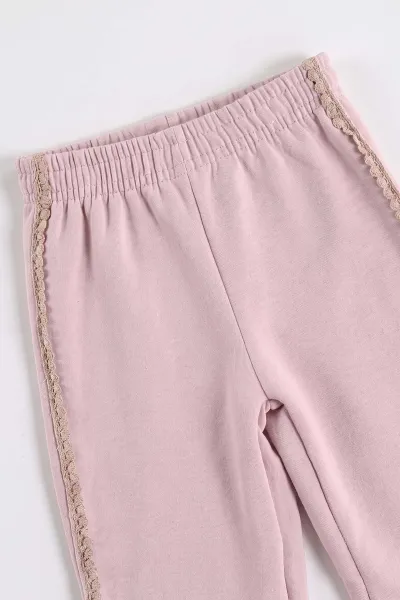 Pembe (1-5 Yaş) Cepli Nakışlı 3 İp Şardonlu Kız Çocuk Kışlık Takım 499029