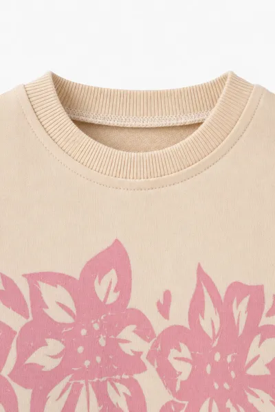 Pembe (1-5 Yaş) Çiçek Baskılı  2 İp Kız  Çocuk 2'li Takım 475632
