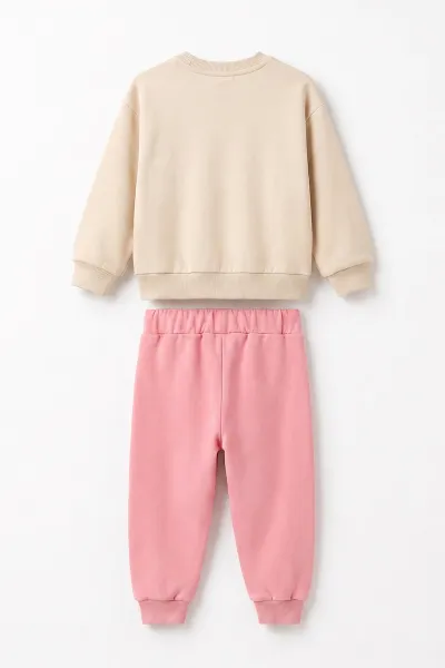 Pembe (1-5 Yaş) Çiçek Baskılı  2 İp Kız  Çocuk 2'li Takım 475632
