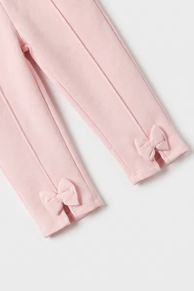 Pembe (1-5 Yaş) Çiçek Fiyonklu Baskılı     3 İp Şardonlu Kız Çocuk Kışlık Takım 487845