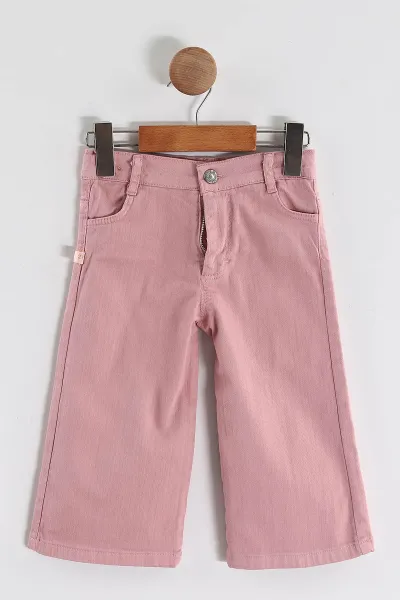 Pembe (1-5 Yaş) Fırfır Yaka   Müslin Gömlekli Peluş Fiyonklu Yelekli Kız Çocuk 3'lü Takım 444208