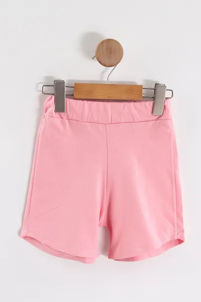 Pembe (1-5 Yaş) Fiyonk Aksesuarlı Tişört ve Şortlu Kız Çocuk 2'li Takım 458444